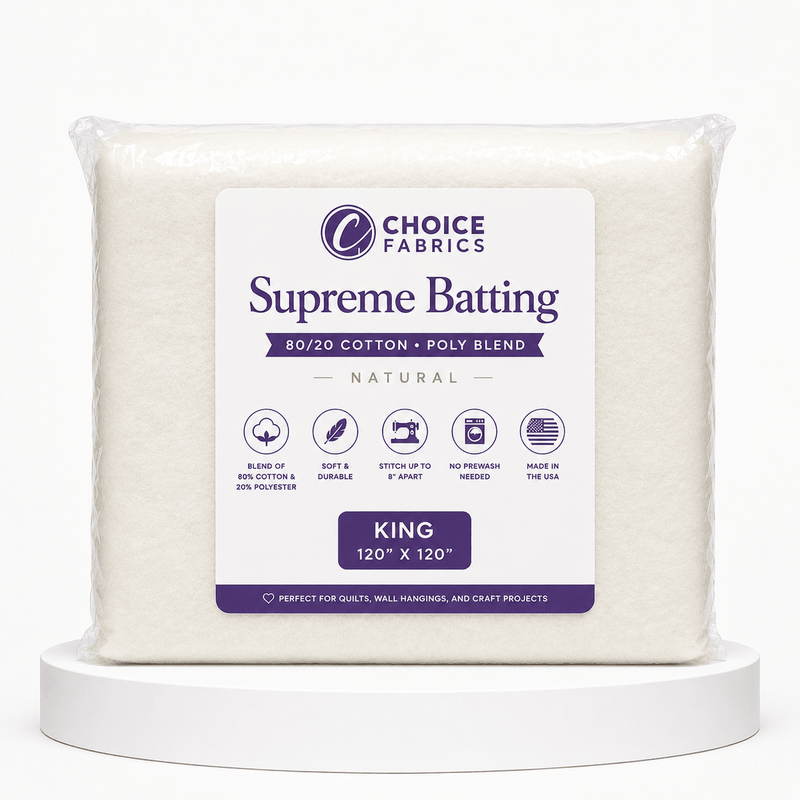 Supreme Batting - 80/20 Cotton/Poly Blend - King (120" x 120") - Choice FabricsBX-60365-006