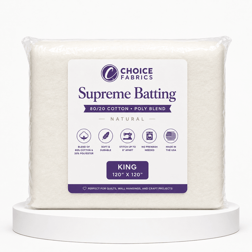 Supreme Batting - 80/20 Cotton/Poly Blend - King (120" x 120") - Choice FabricsBX-60365-006