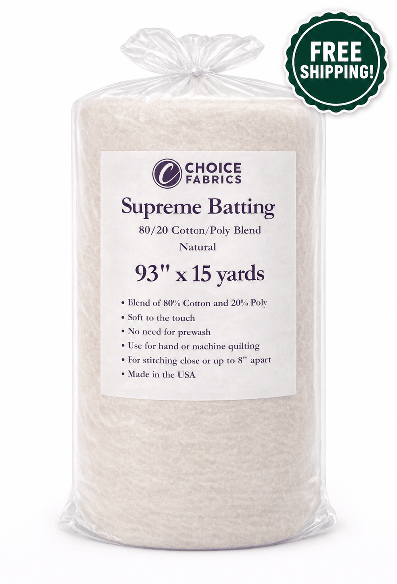 Supreme Batting - 80/20 Cotton/Poly Blend - 15 Yard Roll (93" x 15yds) - Choice FabricsBX-60365-007