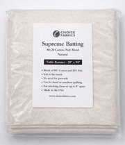 Choice Supreme Batting - 80/20 Cotton/Poly Blend - Table Runner (20" x 94") - Choice FabricsBX-60365-014 - 20"x 94" Table Runner