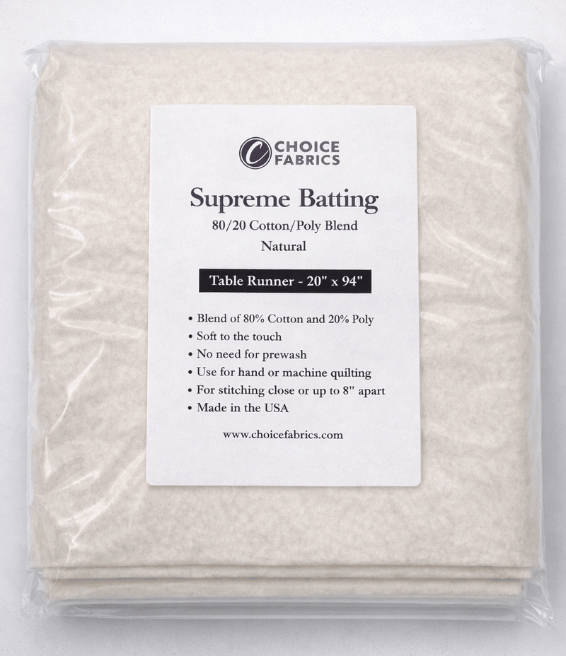 Choice Supreme Batting - 80/20 Cotton/Poly Blend - Table Runner (20" x 94") - Choice FabricsBX-60365-014 - 20"x 94" Table Runner