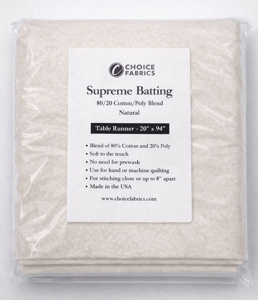 Choice Supreme Batting - 80/20 Cotton/Poly Blend - Table Runner (20" x 94") - Choice FabricsBX-60365-014 - 20"x 94" Table Runner