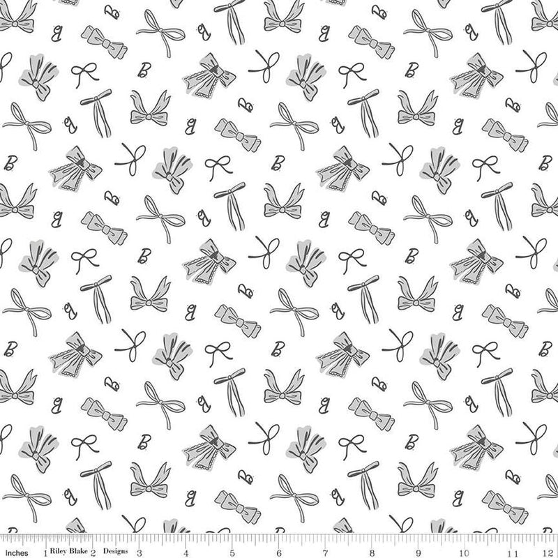 Barbie Vintage Bows White Cotton 43"/44" Fabric Per Yard - Choice FabricsC16893-WHITE