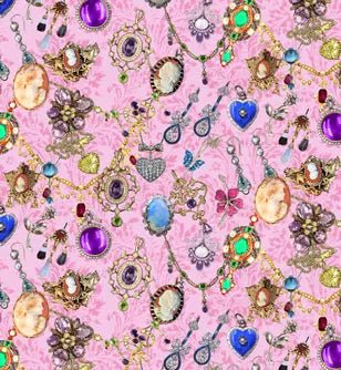 Bejeweled Pink Cotton 44"/45" Fabric Per Yard - Choice Fabrics10470