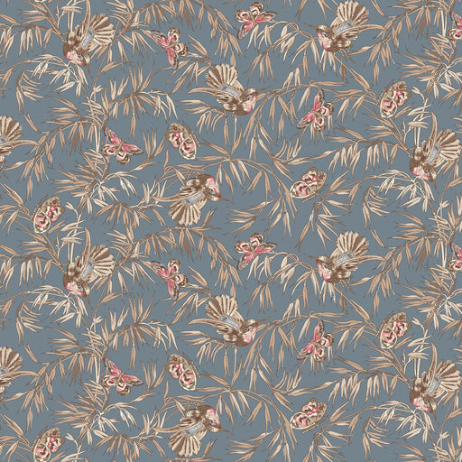 Birds and Butterflies Blue Meadow Blush 43"/44" Cotton Fabric Per Yard - Choice FabricsMAS11134-B