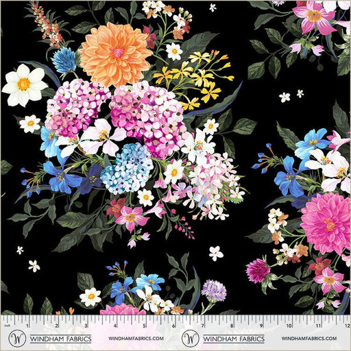 Black Bountiful Bouquets Midnight Blooms Cotton 44"/45" Fabric Per Yard - Choice Fabrics55100-1