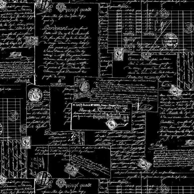 Black Calligraphy Cotton Wideback Fabric Per Yard - Choice FabricsWBX9166-BLAC-D