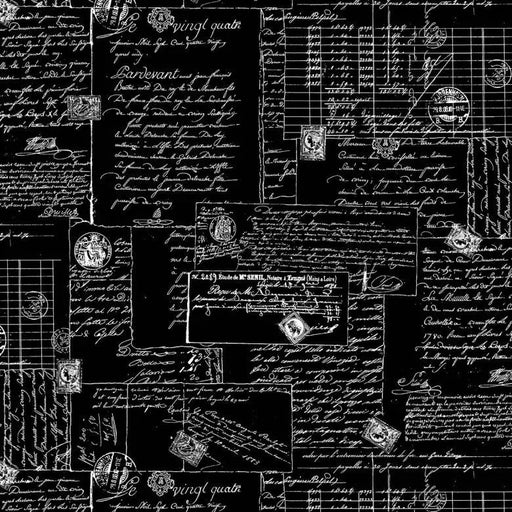 Black Calligraphy Cotton Wideback Fabric Per Yard - Choice FabricsWBX9166-BLAC-D