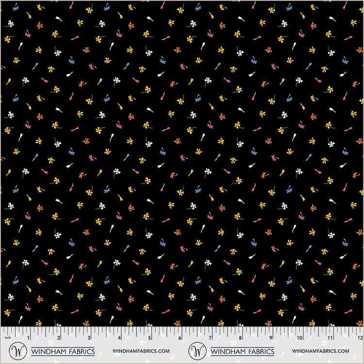 Black Floret Midnight Blooms Cotton 44"/45" Fabric Per Yard - Choice Fabrics55076-1