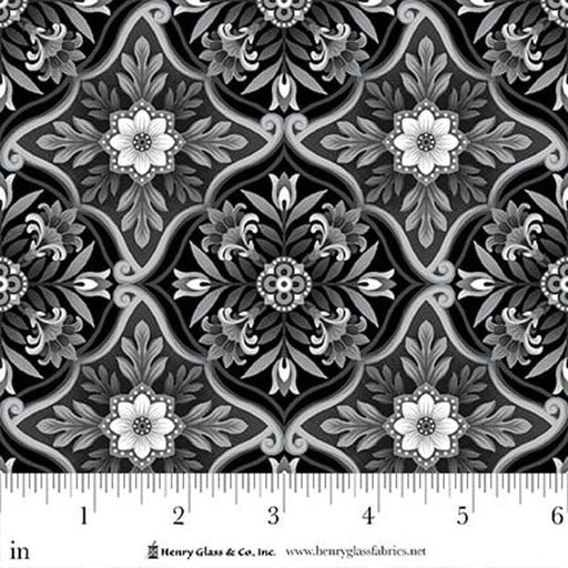 Black Foulard Tiles Scarlet's Treasure 44"/45" Cotton Fabric Per Yard - Choice Fabrics3642-99