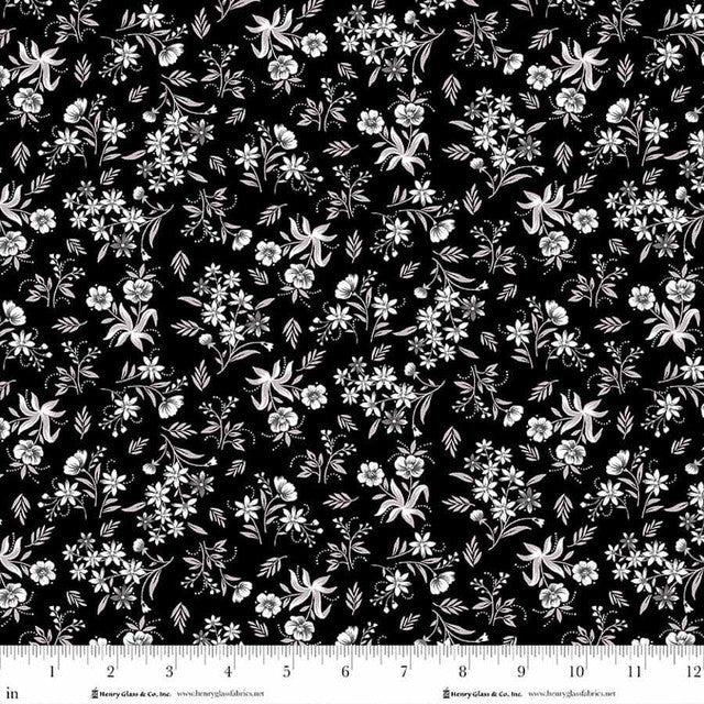 Black Nosegays Scarlet's Treasure 44"/45" Cotton Fabric Per Yard - Choice Fabrics3646-99