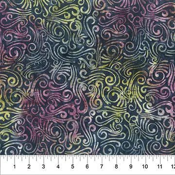 Black Prism Colored Swirls Cotton Wideback Fabric per yard - Choice FabricsB81800-49