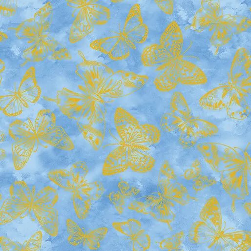 Blue Butterfly Impressions Cotton 44"/45" Fabric Per Yard - Choice Fabrics14062M-50