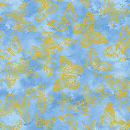 Blue Butterfly Impressions Cotton 44"/45" Fabric Per Yard - Choice Fabrics14062M-50