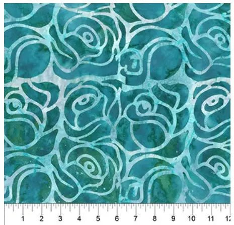 Blue Green Roses Cotton Wideback Fabric per yard - Choice FabricsB83440-63