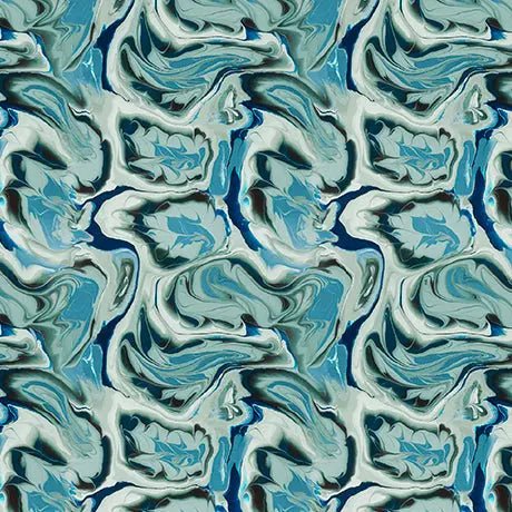 Blue Green Turquoise Swirl Fern Virtuoso Cotton 44"/45" Fabric Per Yard - Choice Fabrics2600-31430-QK