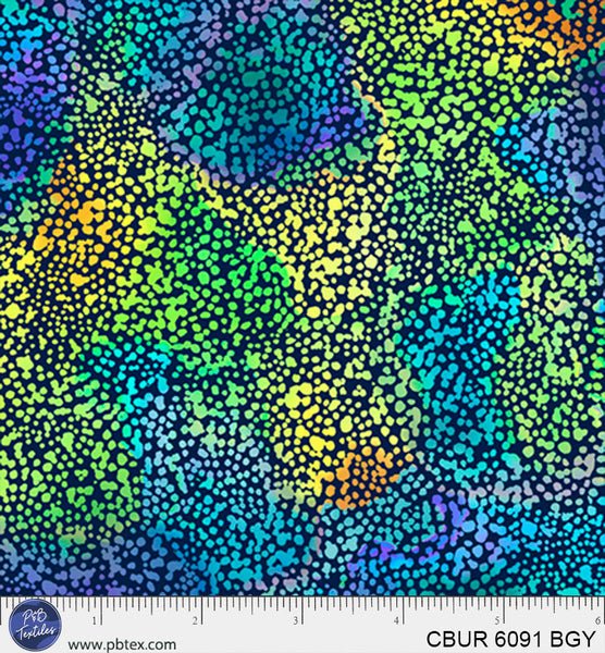 Blue-Green Yellow Dots Color Burst Cotton 44"/45" Fabric Per Yard - Choice FabricsCBUR-6091-BGY