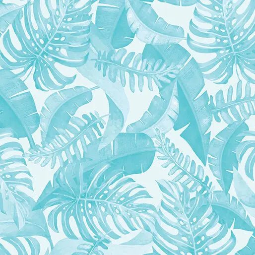 Blue Leaves Of Paradise Cotton Wideback Fabric per yard - Choice Fabrics14844W-50