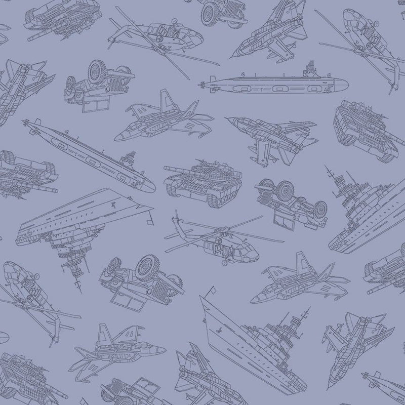 Blue Military Convoy Path to Freedom Cotton 44"/45" Fabric Per Yard - Choice FabricsCQ-CD3918-BLUE