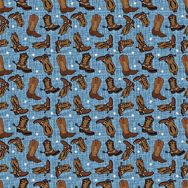 Blue Southwest Minis Boots 44/45" Cotton Fabric Per Yard - Choice FabricsIBF9SWM-1
