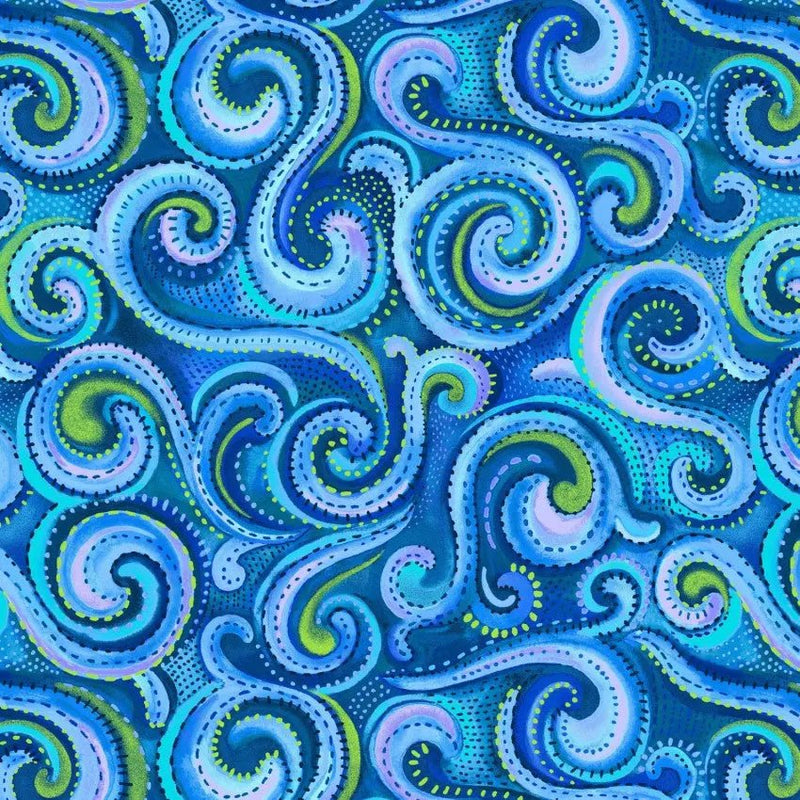 Blue Whirlwind Swirl Cotton Wideback Fabric per yard - Choice FabricsSEF8021-74