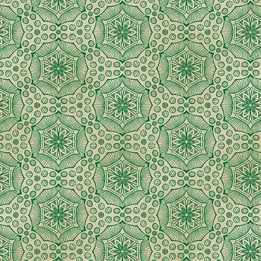 Bubbalon Emerald/Sand Ground Works Cotton 44"/45" Fabric Per Yard - Choice Fabrics16669-48B