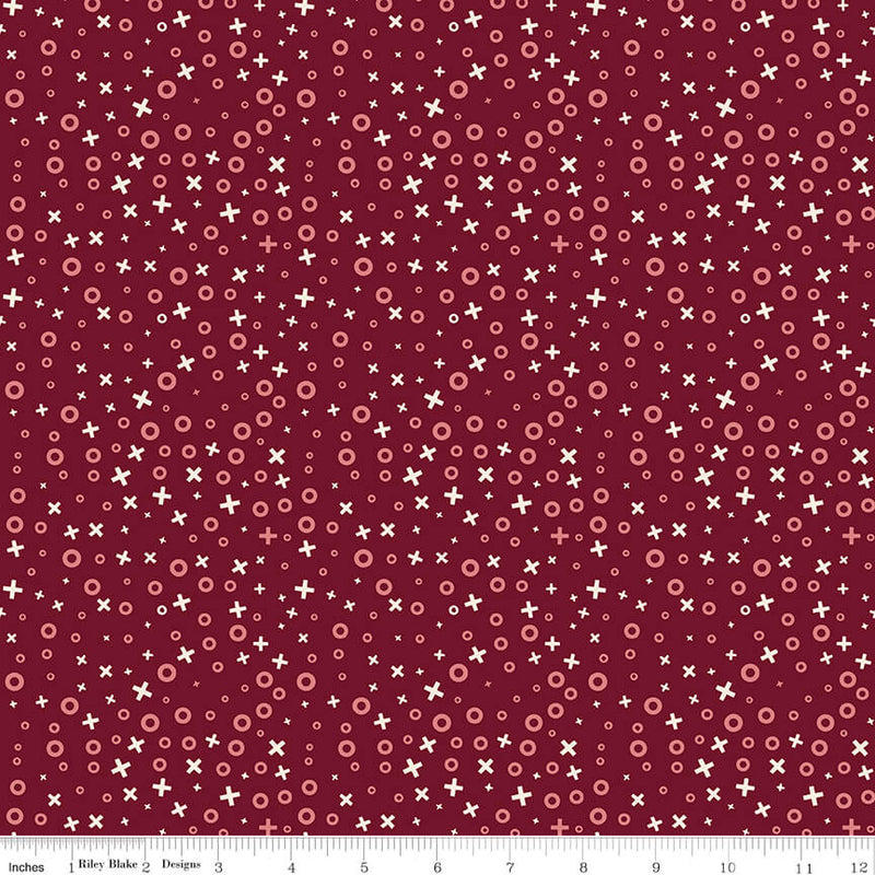 Love You Always - XOs - Burgundy - Choice FabricsC16872-BURGUNDY