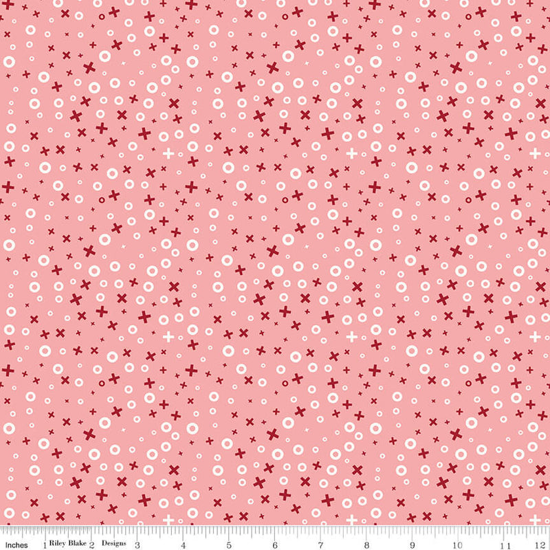 Love You Always - XOs - Coral - Choice FabricsC16872-CORAL