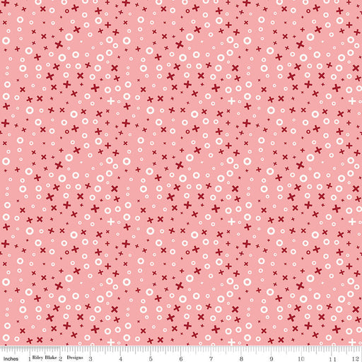 Love You Always - XOs - Coral - Choice FabricsC16872-CORAL