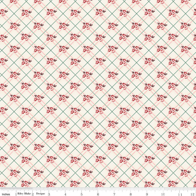 Love You Always - Floral Plaid - Cream - Choice FabricsC16873-CREAM