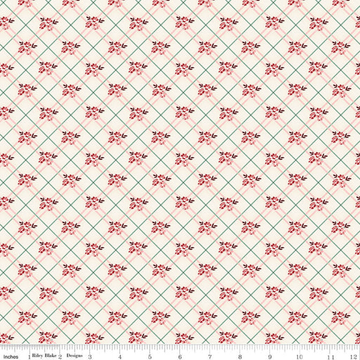 Love You Always - Floral Plaid - Cream - Choice FabricsC16873-CREAM