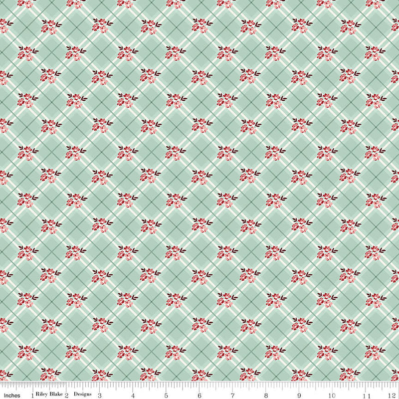 Love You Always - Floral Plaid - Mist - Choice FabricsC16873-MIST