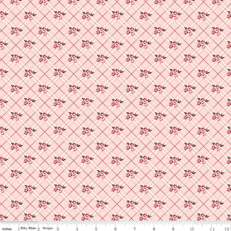 Love You Always - Floral Plaid - Pink - Choice FabricsC16873-PINK