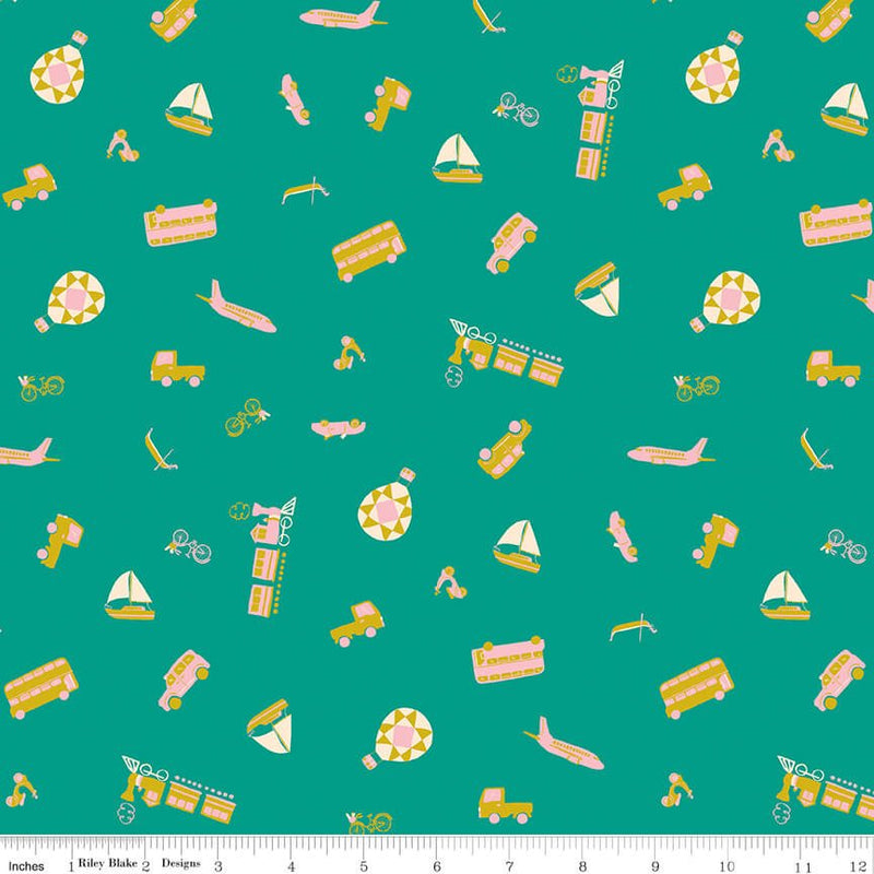 The Genesis of a Journey - Modes of Travel - Teal - Choice FabricsC16932-TEAL