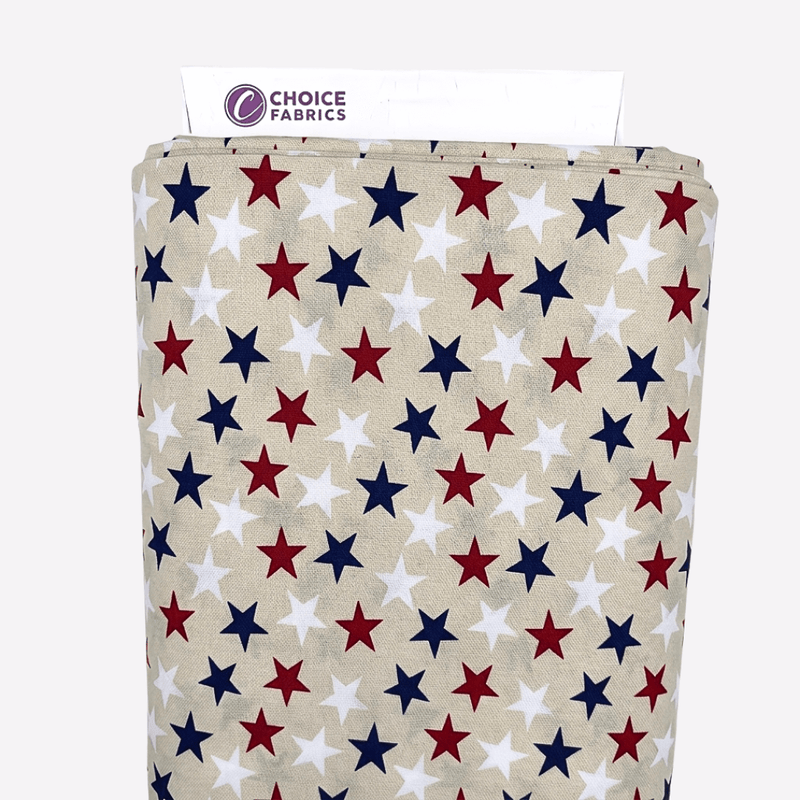3 - Yard Pack - Patriotic Stars 108" Supreme Backings - Large Stars on Cream - Choice FabricsFF-63304-300