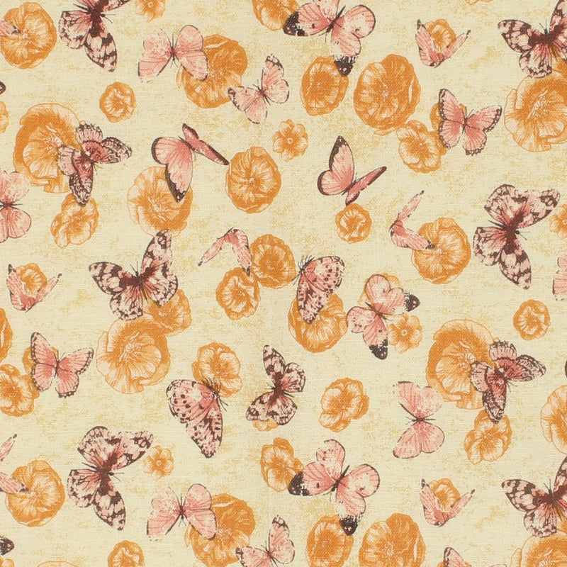 Romantic Garden - Floral Butterflies - Cream (3 - Yard Pack) - Choice FabricsCD-18202-004