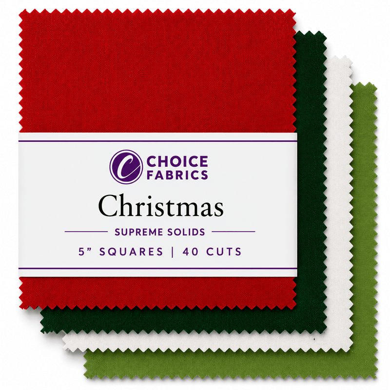Supreme Solids - 5x5 Charm Pack - Christmas (40 Squares) - Choice FabricsCHRISTMAS-5X5