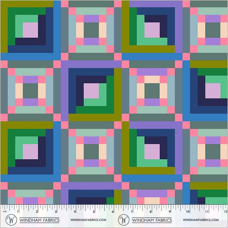 Canvas & Co. Periwinkle Log Cabin Cotton 44"/45" Fabric Per Yard - Choice Fabrics55128DC-1