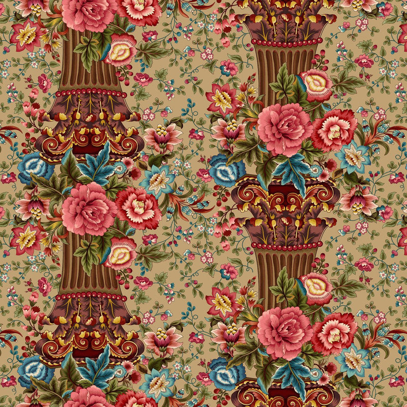 Caramel Column Stripe Lost Gardens of Heligan Cotton 43"/44" Fabric Per Yard - Choice FabricsHEG-3599-36