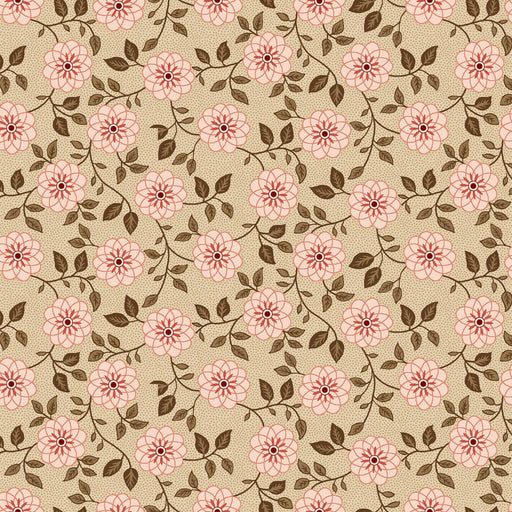 Caramel/Pink Bachelor Buttons Lost Gardens of Heligan Cotton 43"/44" Fabric Per Yard - Choice FabricsHEG-3592-32