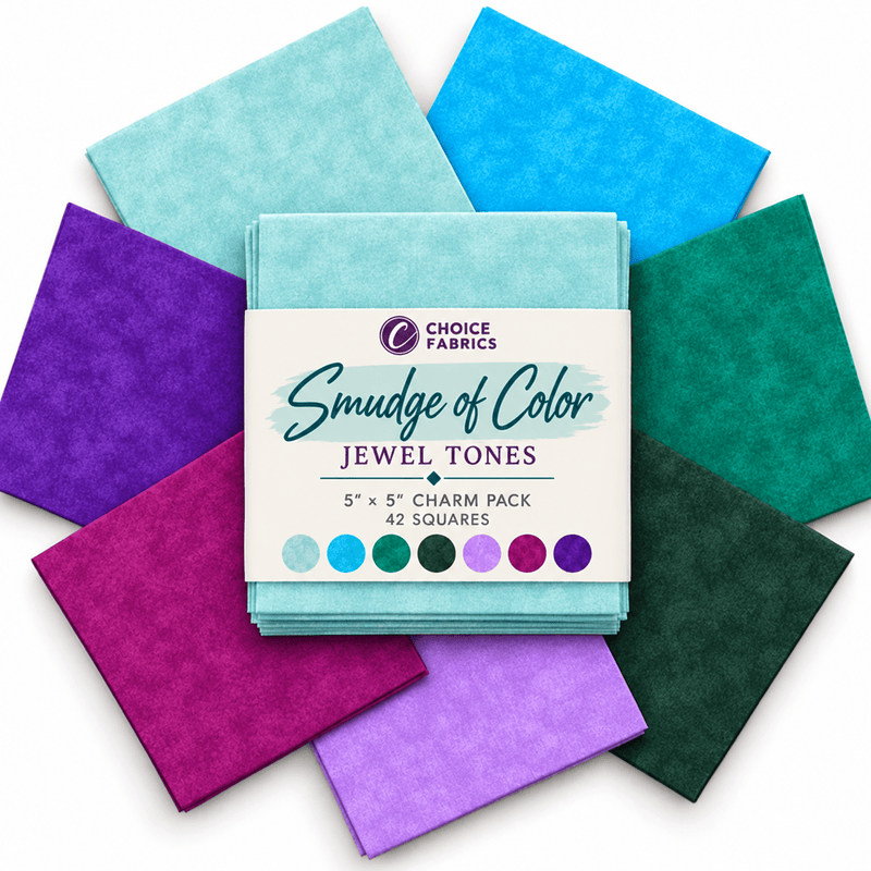 Smudge of Color Jewel Tones Charm Pack - 42 Squares - Choice FabricsSMUDGE-JEWEL-5X5