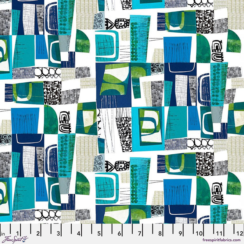Collage Sea Blue Cotton 44"/45" Fabric Per Yard - Choice FabricsPWCY006.SEABLUE