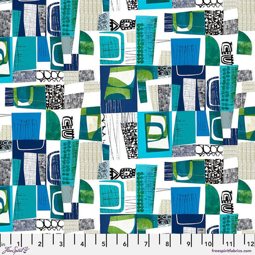 Collage Sea Blue Cotton 44"/45" Fabric Per Yard - Choice FabricsPWCY006.SEABLUE