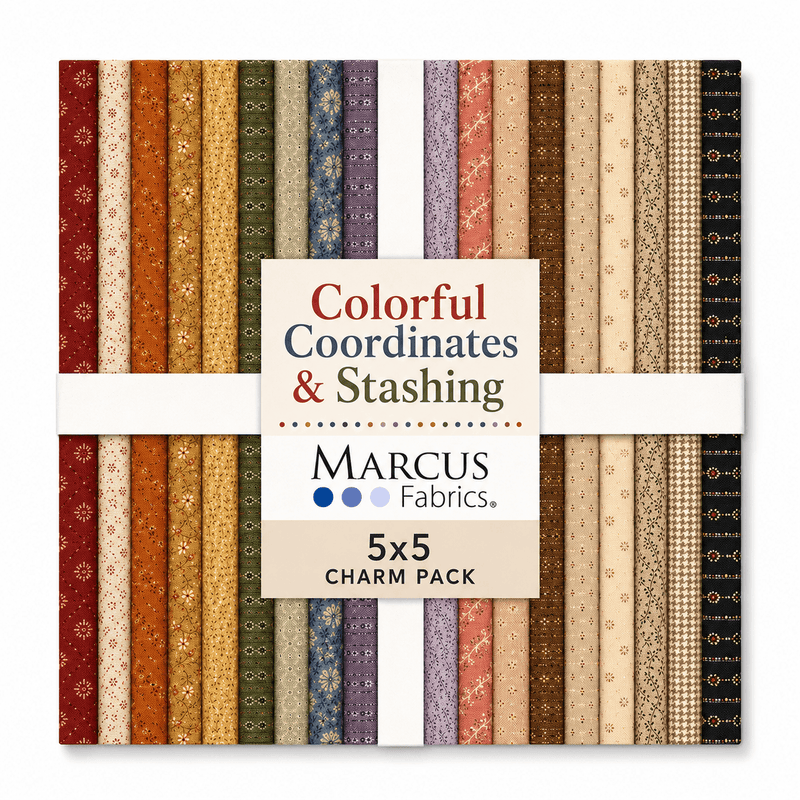 Colorful Coordinates & Stashing by Marcus Fabrics - 5x5 Charm Pack (42 Cuts) - Choice FabricsR171464D-CHARM