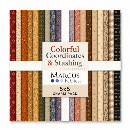 Colorful Coordinates & Stashing by Marcus Fabrics - 5x5 Charm Pack (42 Cuts) - Choice FabricsR171464D-CHARM