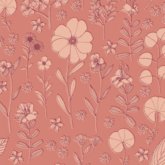 Coral Prairie Flower Cotton 44"/45" Fabric Per Yard - Choice FabricsDDC12502-CORA-D
