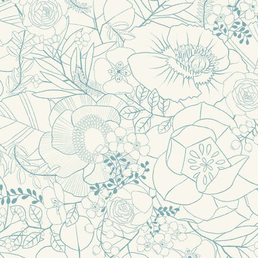 Cream Floral Sketch Cotton 44"/45" Fabric Per Yard - Choice FabricsDDC12503-CREM-D