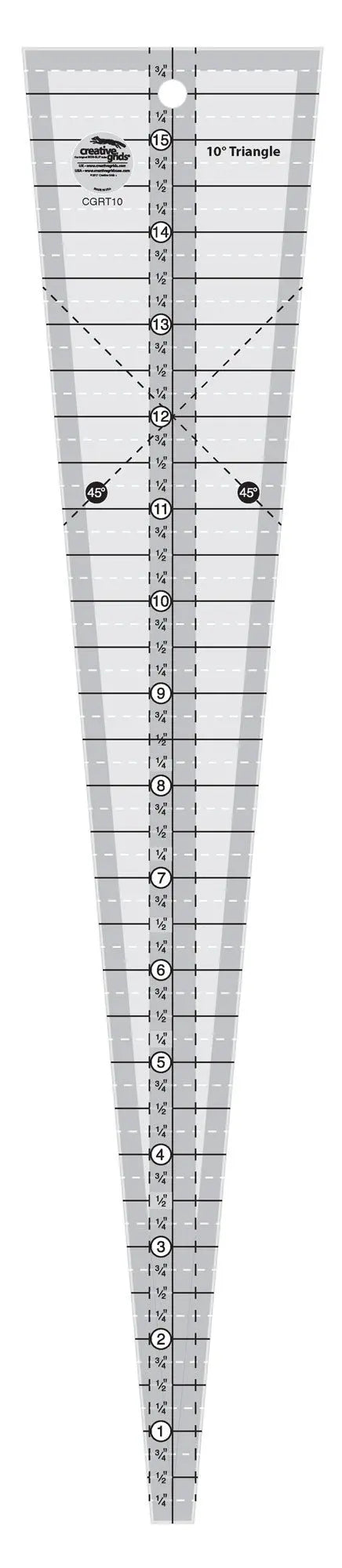 Creative Grids 10 Degree Triangle Ruler - Choice FabricsCDS-CGRT10