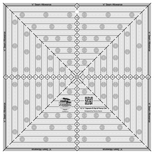 Creative Grids 12 - 1/2in Square It Up or Fussy Cut Square Quilt Ruler - Choice FabricsCDS-CGRSQ12