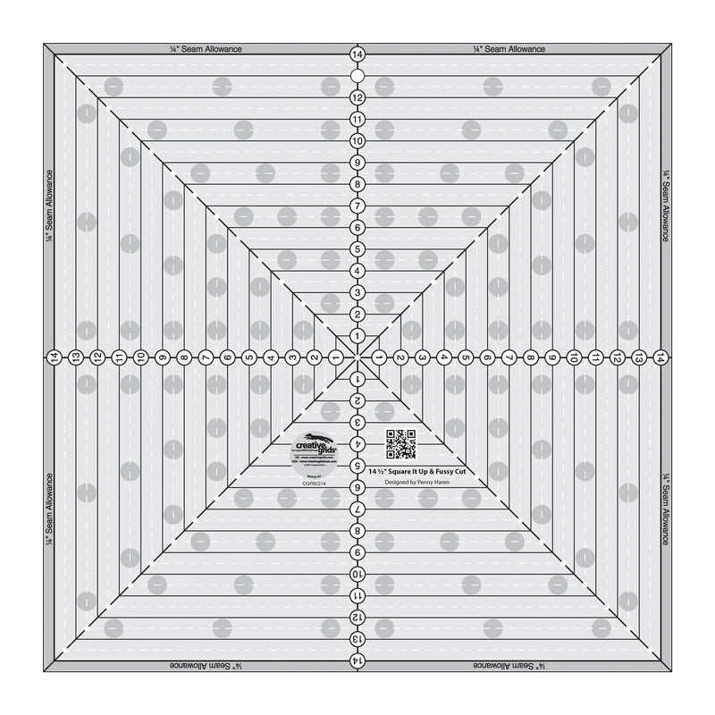 Creative Grids 14 - 1/2in Square It Up or Fussy Cut Square Quilt Ruler - Choice FabricsCDS-CGRSQ14